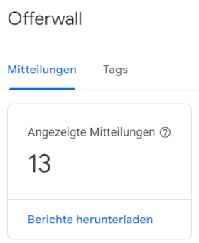 Offerwall Mitteilung